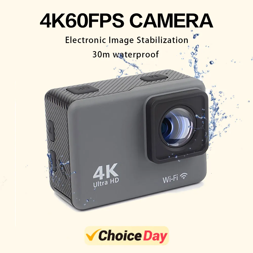 Caméras vidéo d'action sportive CERASTES Caméra 4K60FPS WiFi Anti-tremblement avec écran de contrôle à distance Enregistreur de lecteur de sport étanche 230731