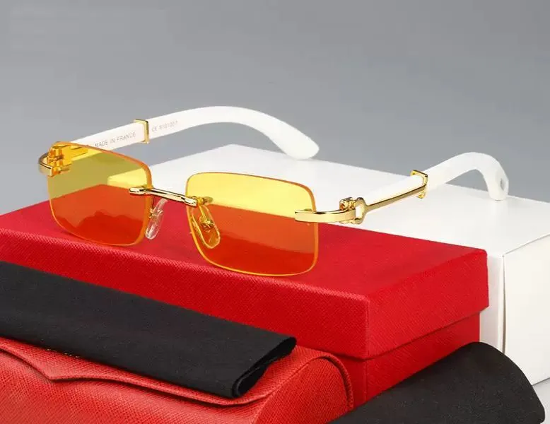 Óculos de sol de grife masculinos, moda feminina, óculos de sol de ciclismo de luxo, retângulo, óculos de madeira dourados ornamentais, pequenos, óculos de sol sem aro