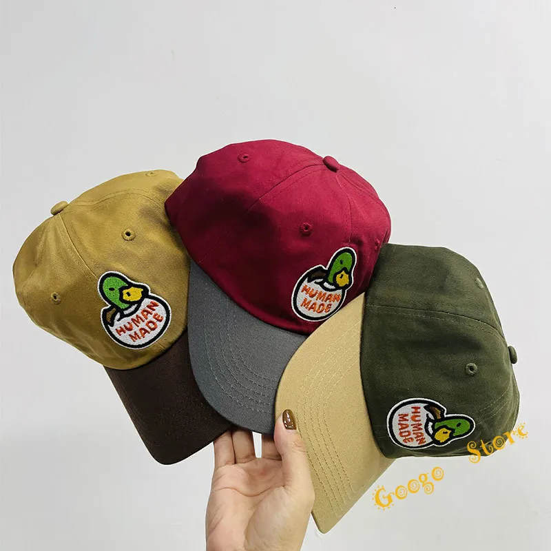 Ball Caps Men Women Casual Cartoon Duck Embroidery Human Made Hat Brown Red Green Colorblock Human Made Baseball Caps Adjustable 230731