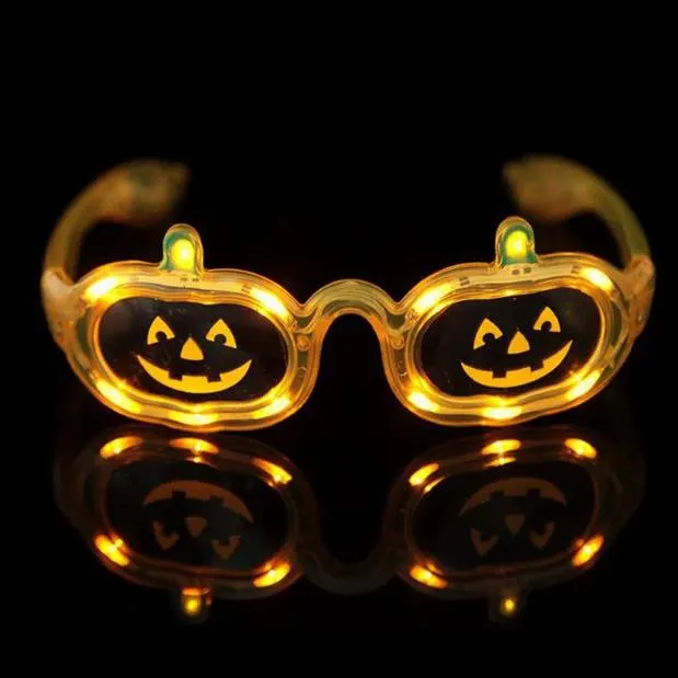 Halloween Pumpkin Led Flash Glasses Luminous Bar Party Glasses Yellow Glowing Classic LED Glass Toys For Dance DJ Party Mask 212QH
