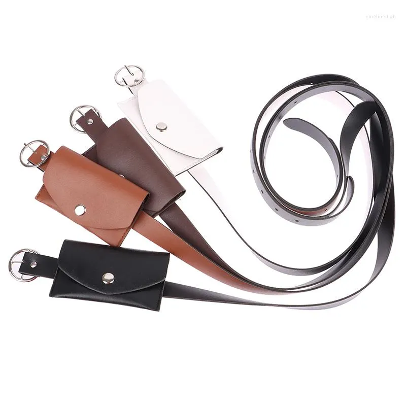 Cintos 100 cm pochetes feminino couro PU cinto ajustável fivela de metal carteira bolsa para telefone feminina decorativa