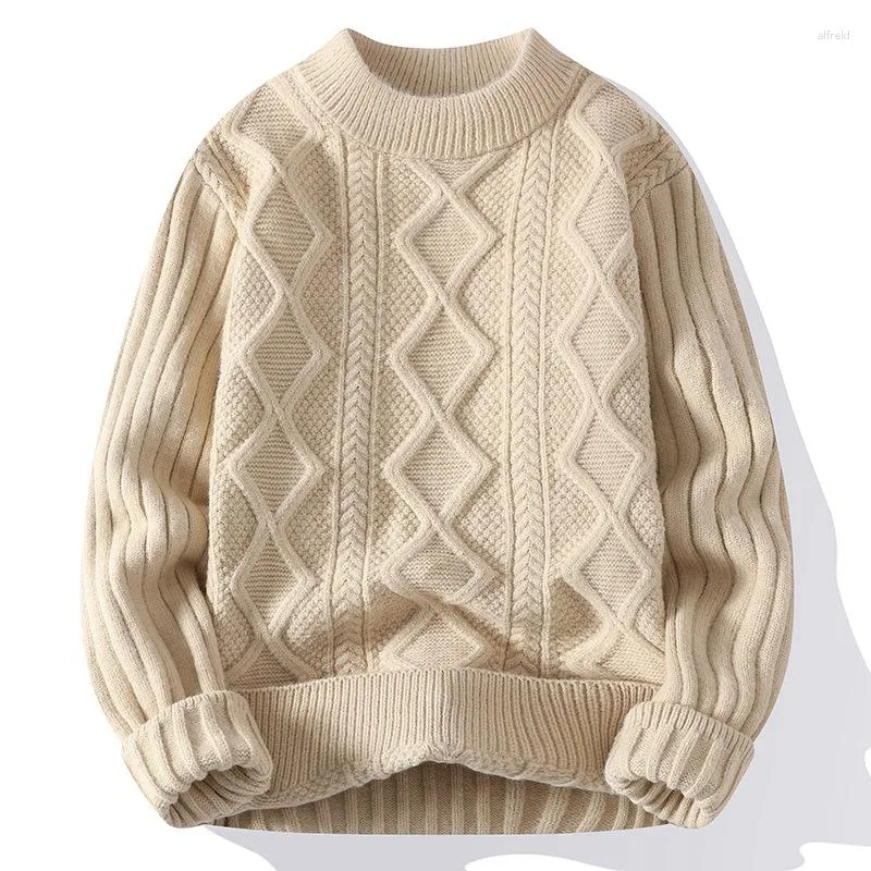 Men's Sweaters Autumn Winter Men Solid O-neck Sweater Youthful Vitality Daily Pullovers Male Warm Tops Mens White Knit