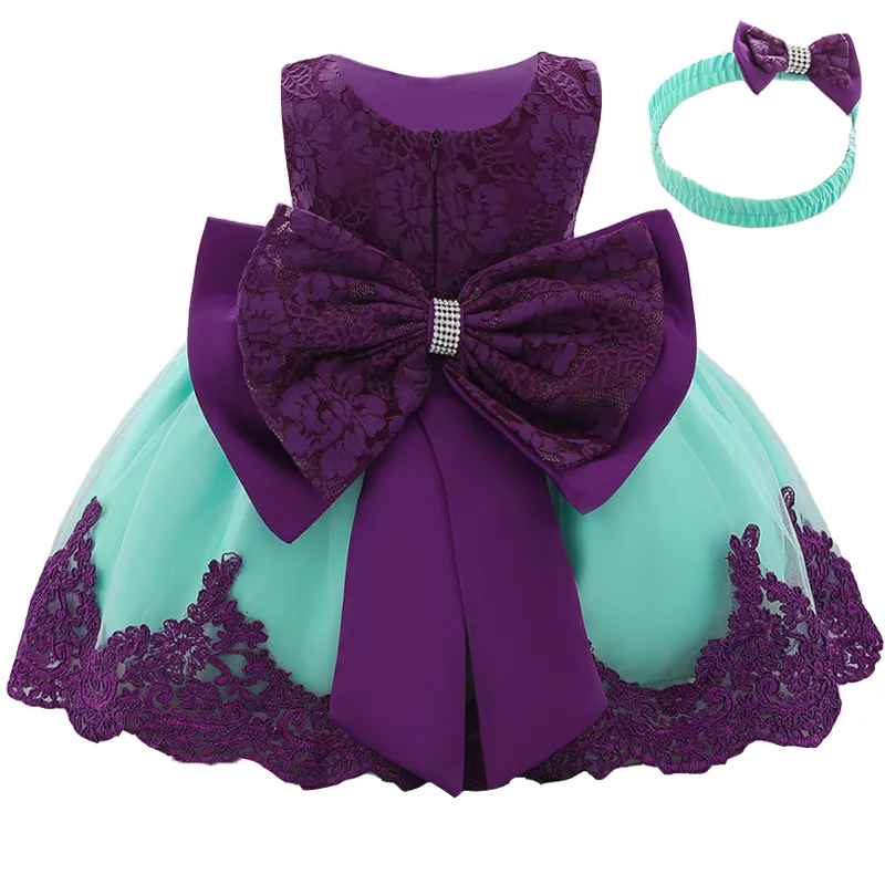 Flickans klänningar småbarn Big Bow Baby Girl Dress Born Lace Tutu Dopning 1st Birthday Princess Dress Elegant Party Ball Gown Dress Vestidos 230801