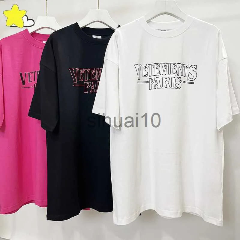 Męskie koszulki T-shirty kobiety 1 1 Casual Para Rose Rose Red Stroke Letter Fashion Oversized Spring Summer VTM TEE J230731