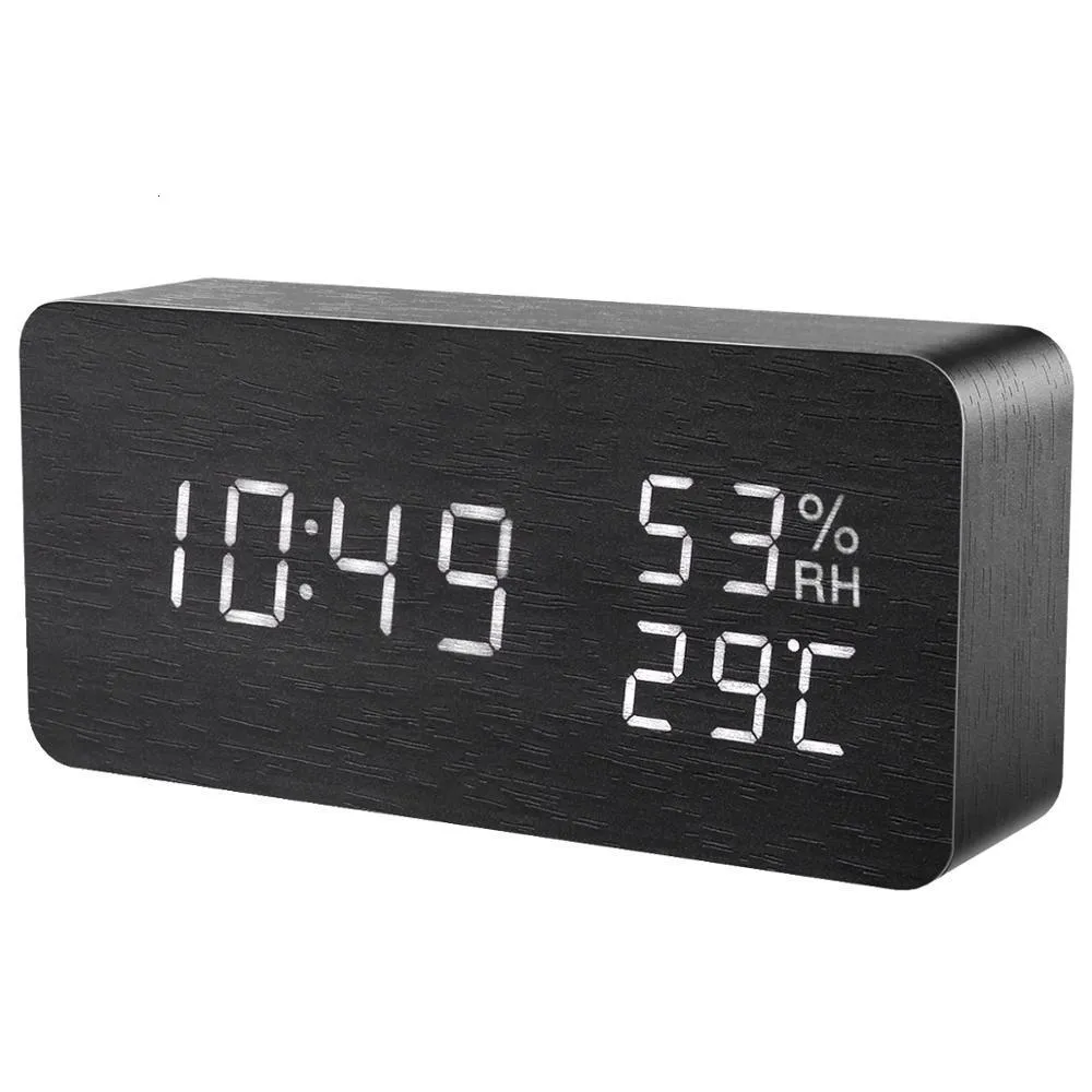 Skrivbordklockor Oria Digital Alarm Clock LED TROE CONTROL TIMER Datum Temperatur Fuktighet Bedrum Kontor Heminredning 230731