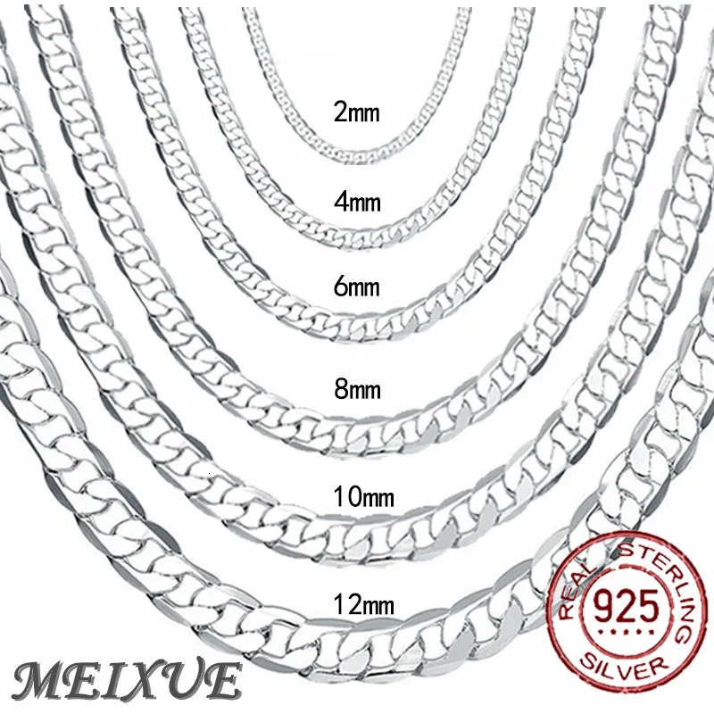 Strands Strings Hombres 925 collar de plata esterlina 281012MM 4075cm cara joyería cadena broche de langosta hombres mujeres compromiso 230731