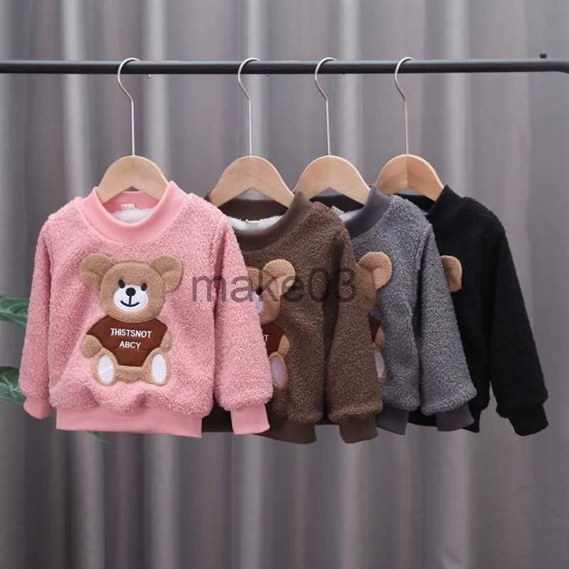 Strickjacke Herbst Winter Verdicken Pullover Baby Mädchen Mantel Kleinkind Junge Flanell Sweatshirts Kinder T-shirt Hoodies Plüsch Warme Kinder Kleidung J230801