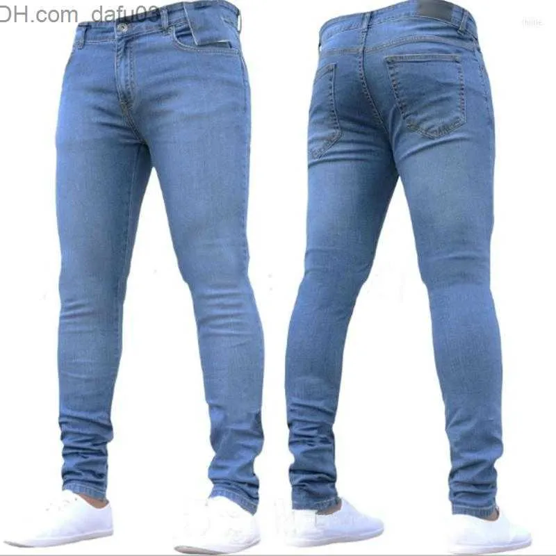 Jeans pour hommes Jeans pour hommes Pantalons pour hommes Taille haute Zipper Stretch Casual Slim Pantalon Homme Oversize Crayon Denim Skinny Pour Hommes Z230801