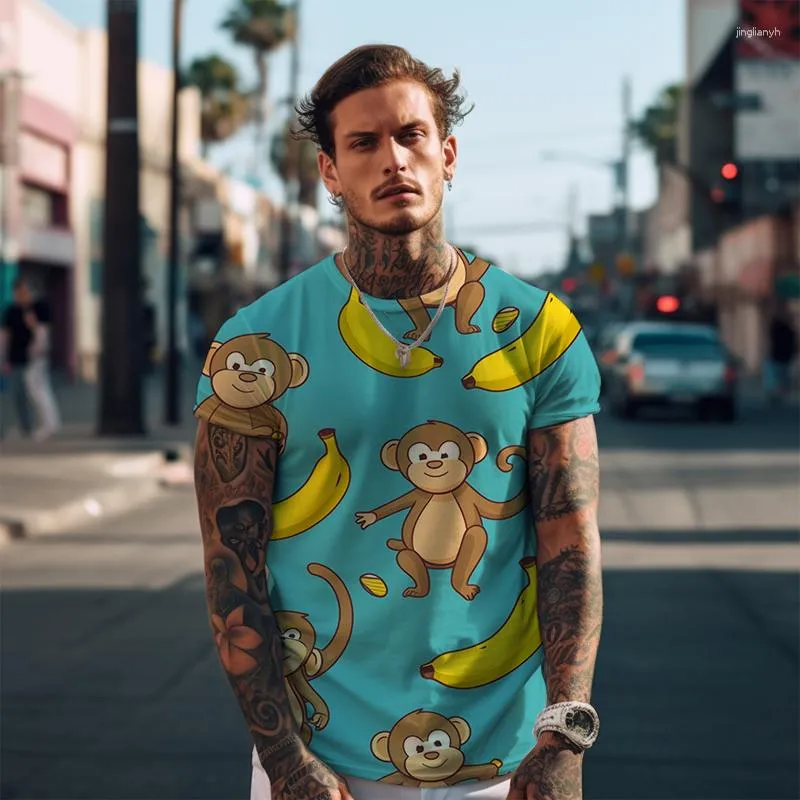 Men's T Shirts Fashion Loose -shirt Summer Short -sleeved -shirts Clothing Casual Vacation Style Monkey 3D Printed