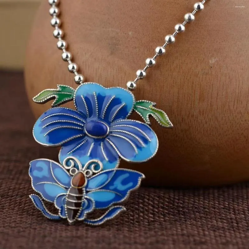 Hänge halsband ys bränd blå phalaenopsis blommor kvinnlig mode klassisk fjäril älskar etnisk stil halsstycke