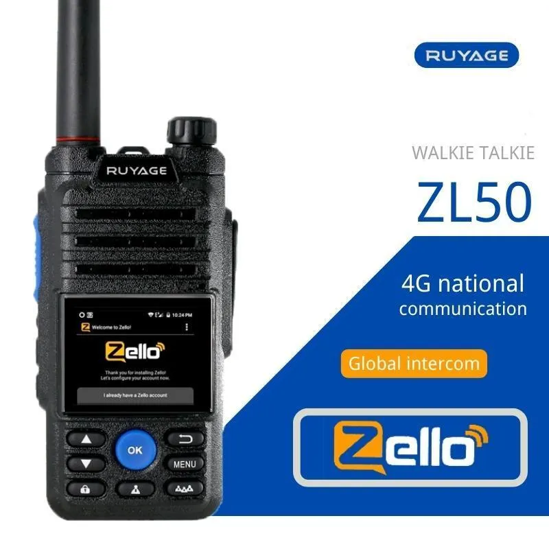 Walkie Talkie Ruyage Zl50 Zello 4G Радио с SIM -картой WiFi Bluetooth Профиляет мощный двухсторонний радио100 км 230731
