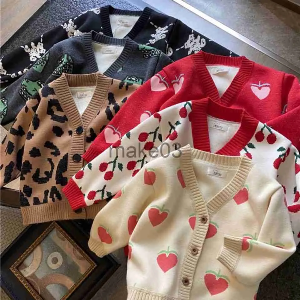 Cardigan 2022 Autumn Winter Girls Boys Fleece Knitting Sweaters Baby Kids Children Cardigan J230801