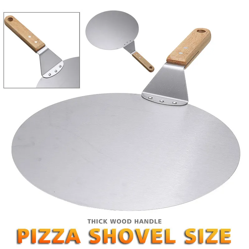 Formy do pieczenia Pizza Pizza Peel Łopata łopatkowa ze stali nierdzewnej narzędzie do naleśnika szpatułki z drewnianym uchwytem narzędziami 230731