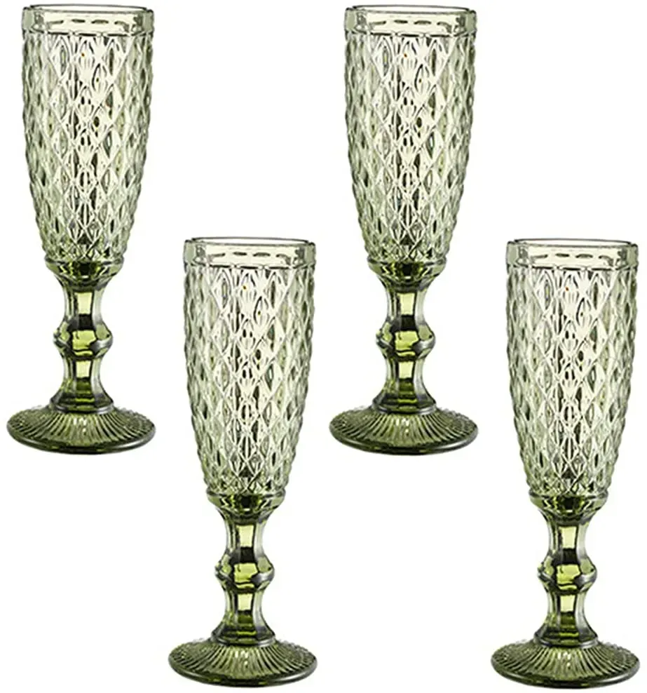 Wine Glasses Wholesale 150Ml 4Colors European Style Embossed Stained Glass Lamp Thick Goblets Drop Delivery Home Garden Kitchen