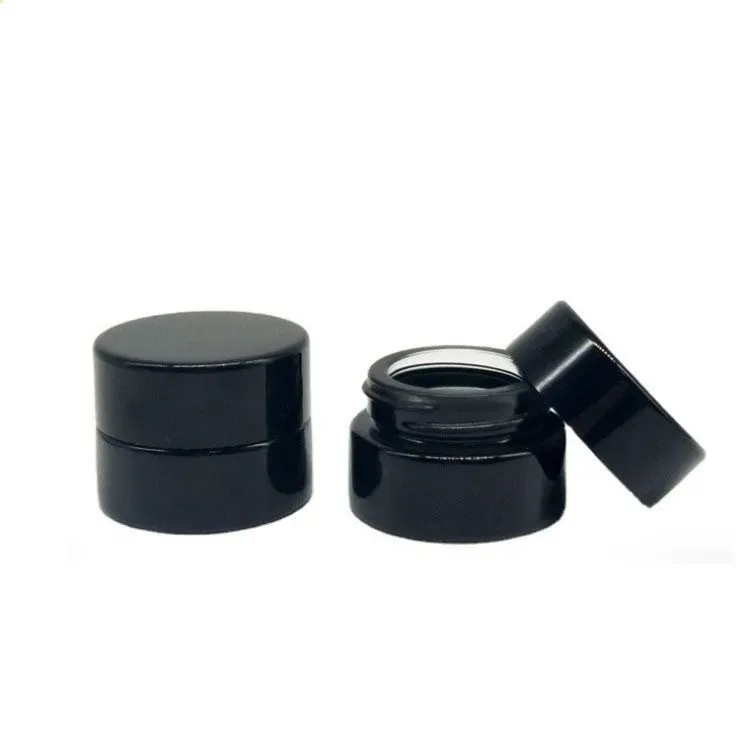 UV Protection Black 5ml Tempered Glass Jar Bottle Food Grade Non Stick No Leak Wax Dab Extracts Concentrate Container