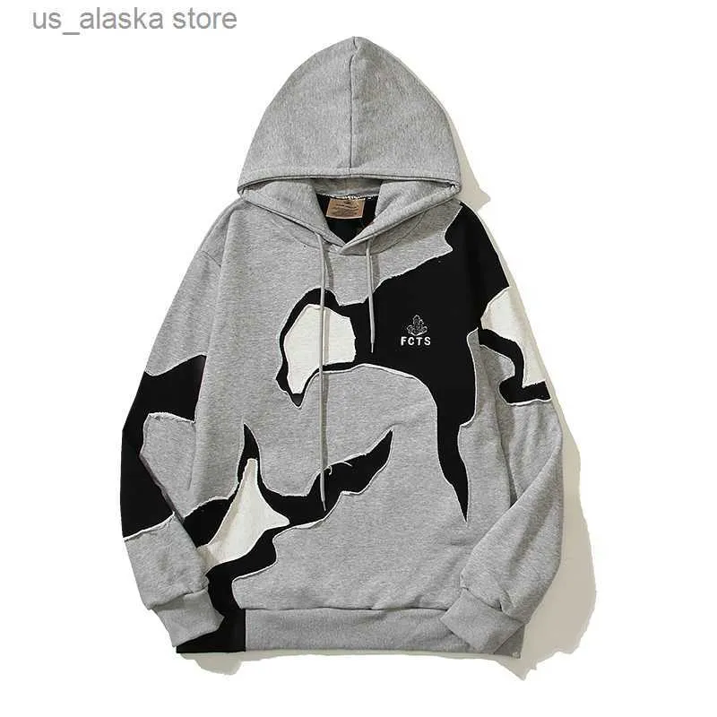 Mäns hoodies tröjor oregelbundna dekonstruerade patch kaktus broderad hoodie för män och kvinnor pullover främling saker lösa tröjor t230731