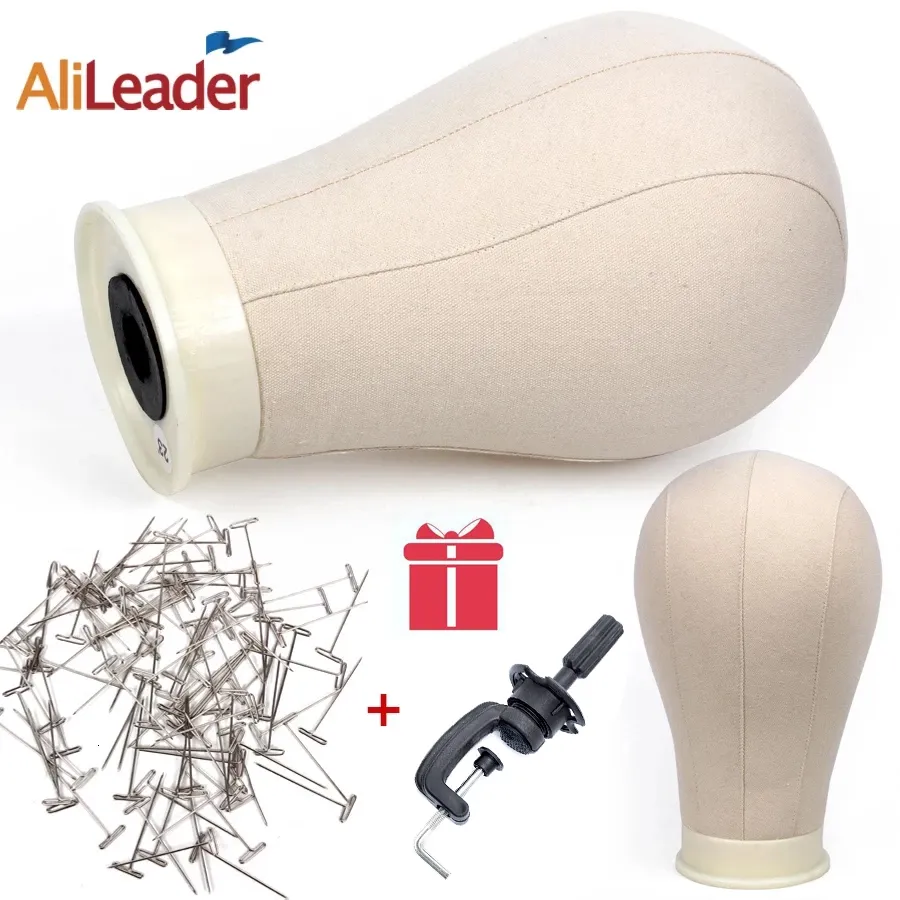 Canvas Block Head Wig Stand - Beige Mannequin Head for Wig Making ...