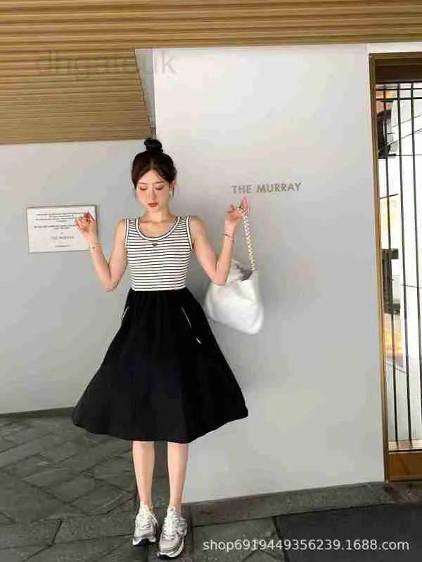 Basic & Casual Dresses designer New Early Autumn Dress Stripe Knitted Contrast Triangle Decorative Design Parachute Nylon Series JZM4