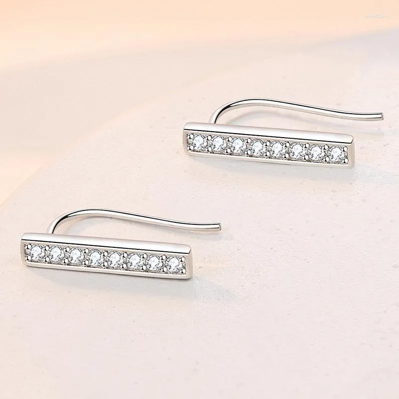 Stud Earrings Silver Color Tiny One Row Zircon For Women Girls Fashion Simple Design Beads Brincos Trend Jewelry