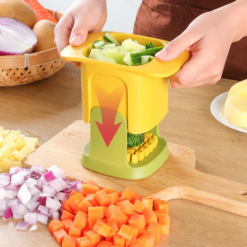 2In1 Multifunctionele Groente Chopper Aardappel Frieten Snijder Handdruk Ui Dicer Komkommer Wortel Slicer Keuken Gereedschap