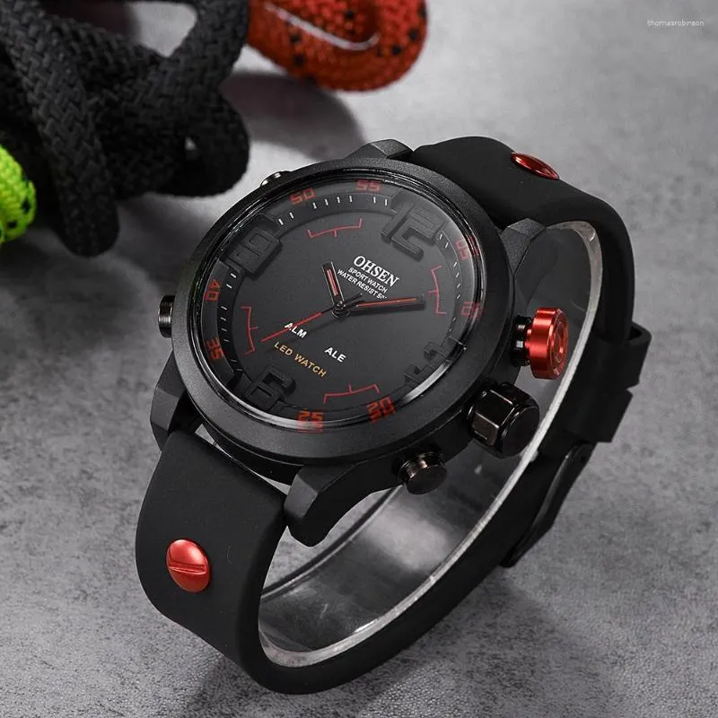 Orologi da polso Orologi sportivi da uomo Orologio da polso al quarzo digitale impermeabile con quadrante grande Orologio militare elettronico a led nero Cinturino in caucciù Orologi maschili