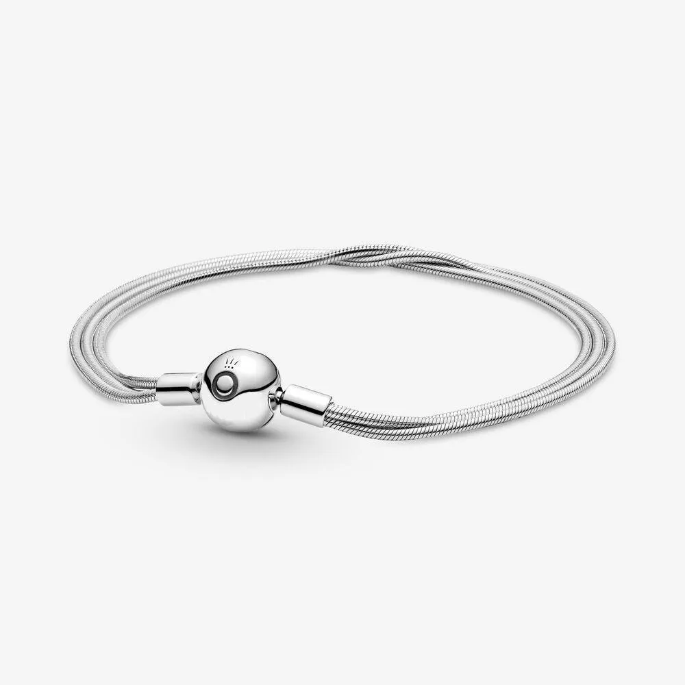 Braccialetti con ciondoli High Polish 100% 925 Sterling Sier Moments Mti Bracciale con catena a serpente Fit autentico ciondola europeo per le donne Fashion Dhzpd