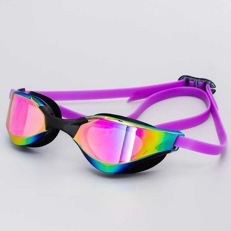 Lunettes de natation pour adultes étanches anti-buée professionnel Racing lunettes de plongée hommes femmes Cool argent plaqué équipement de natation en gros