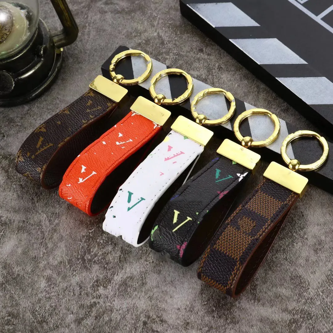 10style PU Leather Keychain Designer Key Chain Buckle lovers Car Handmade Keychains Men Women Bag Pendant Accessories