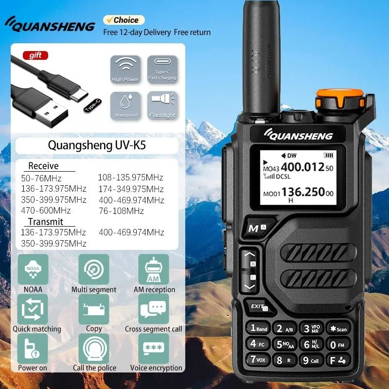 Walkie Talkie Quanshenguvk5Walkie Talkiefull Bandaviation Band Hand Helld Outdoor Automaticone ButtonFrequency Matching Go on Road Trip 230731