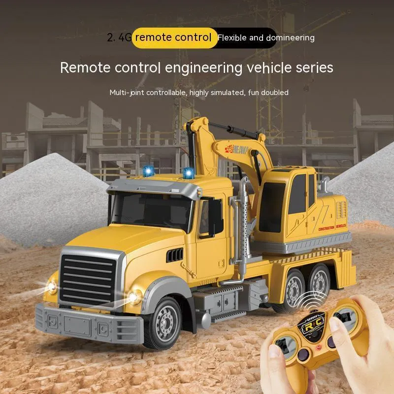 Electric RC Car 1 24 Remote Control Excavator Children'S Toy Crane Mixer Truck Simulation Model Engineering Xmas Gift For Boys 230801