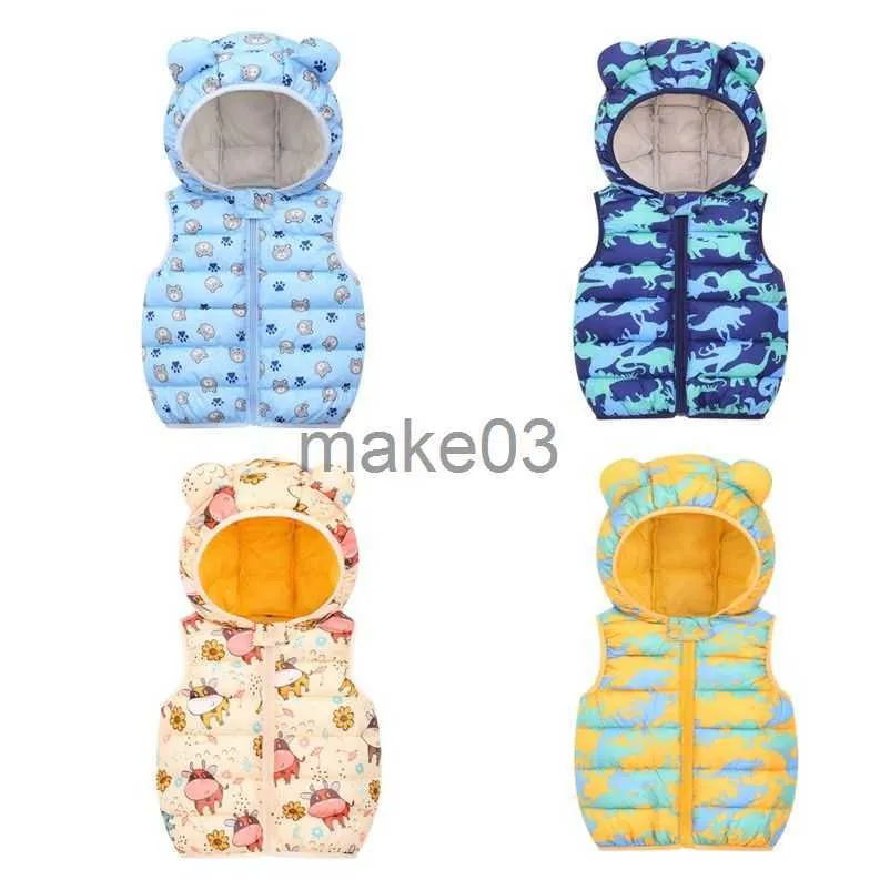 Vest Baby Kinderen Warme Beneden Vest 2022 Lente Peuter Cartoon Vest Kids Bovenkleding Vest Baby Kleding Jongen Meisjes Hooded jassen J230801