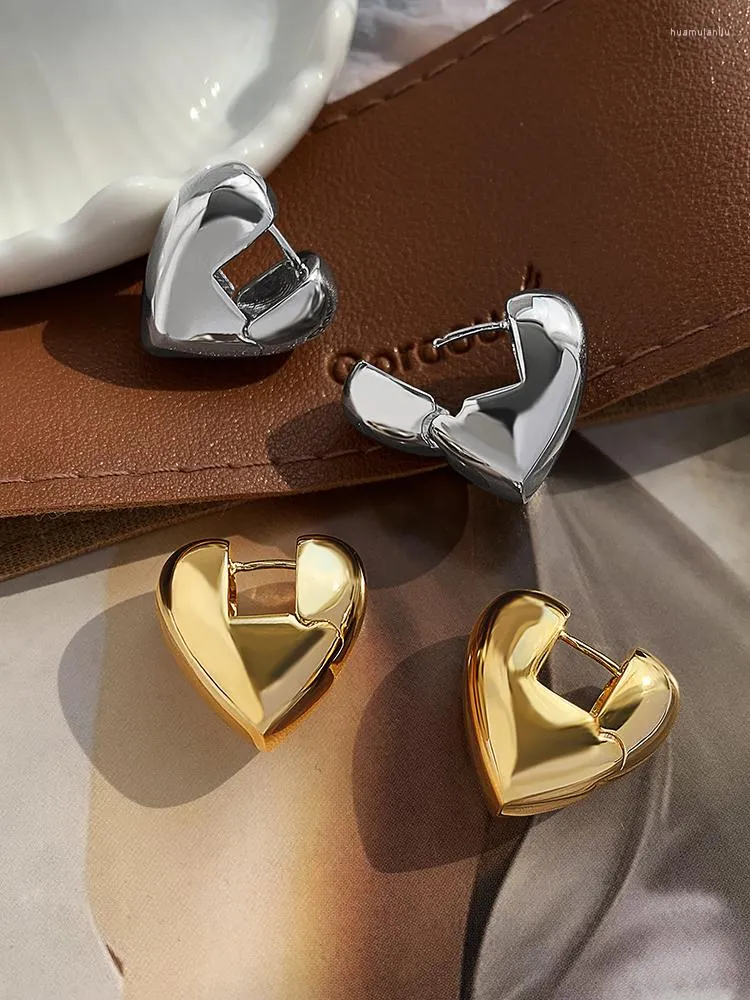 Hoop örhängen franska vintage metall kärlek lyx trendig 24k rostfritt stål guld pläterad smidig