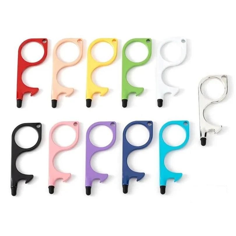 Presse Ascenseur Outil Téléphone Tactile Sn Portable Porte-clés Sans Contact Ouvre-Porte Pendentif En Métal Portes Poignée Non-Touch Ouvreurs Drop Deliv Dh1Ls