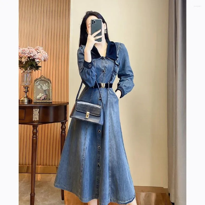 Ladies long top denim dress