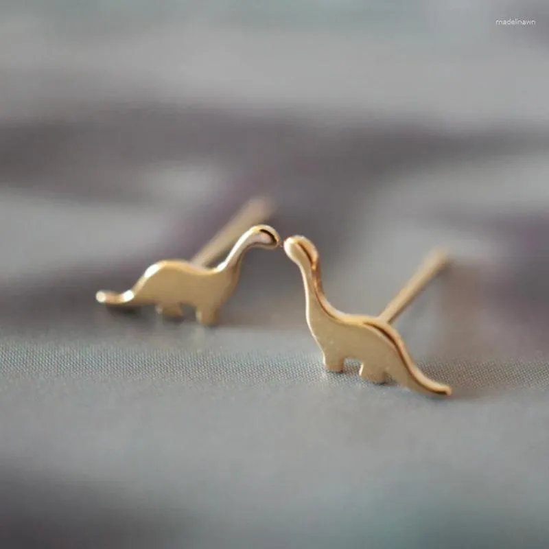 Boucles d'oreilles à tige en forme de dinosaure animal ancien, style métallique simple, accessoires de perçage d'oreille pour couple femme / homme