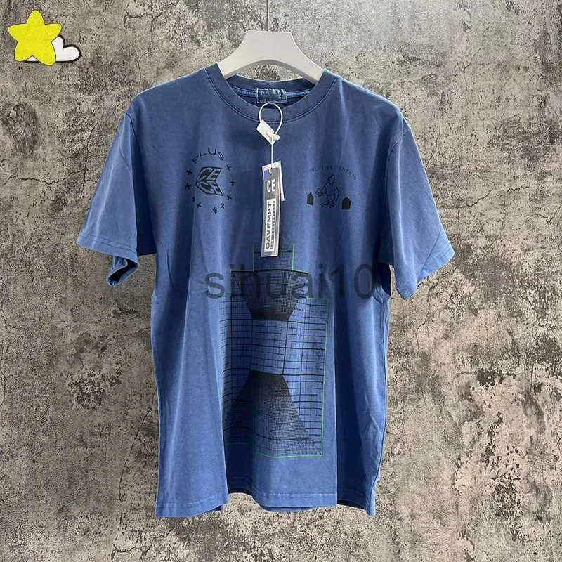 T-shirts pour hommes Impression directe numérique graphique 3D T-shirt Cav Empt C.E Hommes Femmes Coton Vintage Batik délavé Bleu Cavempt Tee Top avec étiquettes J230731