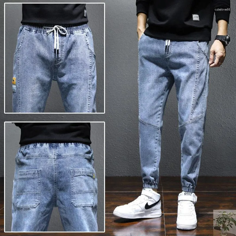 Jeans pour hommes 2023 printemps et automne ample Harlan Corset marque de mode polyvalent japonais cordon imprimé décontracté pantalons longs hommes