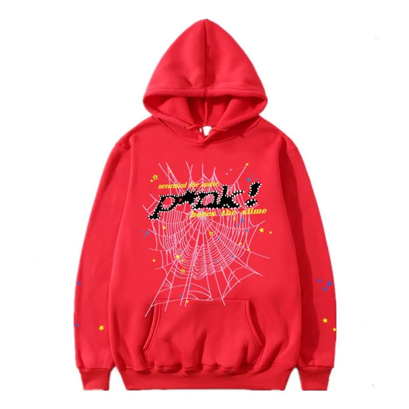 Sweatshirts 555 Örümcek Kapüşonlu Tasarımcı Hoodie Kadınlar Pembe Örümcek Kapüşonu Kırmızı Sp5der Genç Haydut Hoodies Erkekleri Kadın Hoodie İşlemeli SP