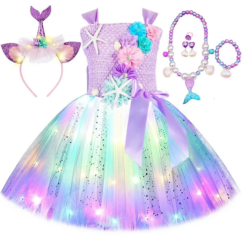 Princesse Tutu LED Robe de licorne pour filles éclaire les