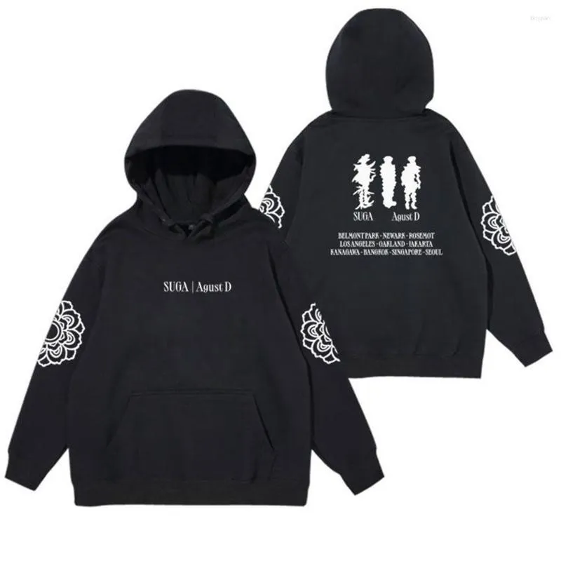 Sweats à capuche pour hommes MAN Kpop AGUST D D-DAY Concert vocal Même pull à capuche Couleur unie Sweat-shirt en coton à manches longues Y2K Oversize Hip Hop Coat