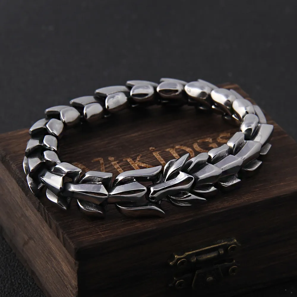 Charm Bracelets Viking Ouroboros vintage punk bracelet for men stainless steel fashion Jewelry hippop street culture 230731