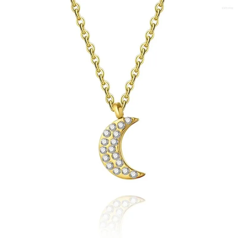 Pendentif Colliers WILD FREE Romantique Cristal Lune Collier Pour Femmes En Acier Inoxydable Chaînes En Métal À La Mode Simple Bijoux