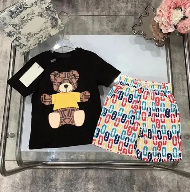 Luxury Designer Brand Baby Kids Clothing Set Classic Brand Clothes Dough Childrens Summer Short Sleeve Letter Lettered Shorts Fashion Shirt Set AAA