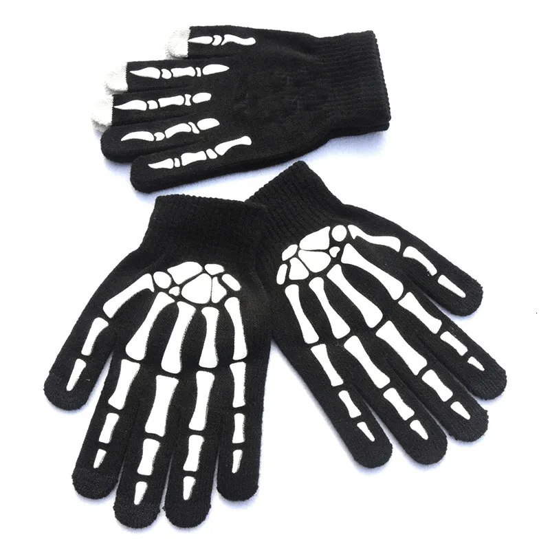 Велосипедные перчатки вязаные перчатки скелетные скелетные головки светящаяся половина пальцев