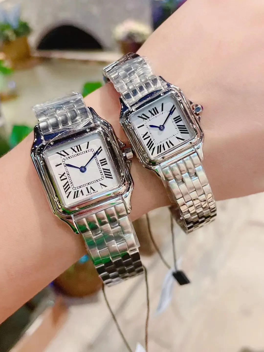 Tank Lady Dikdörtgen Kuvars İzle Paslanmaz Çelik Kadınlar Altın Saatler Dalış İzle Montre De Luxe Designer Bilek Swatches Boyut Boyut 22mm27mm Moda Saatleri