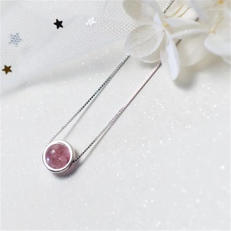 Kedjor foyuan silver färg söt jordgubbe kristall halsband alla hjärtans smycken rosa