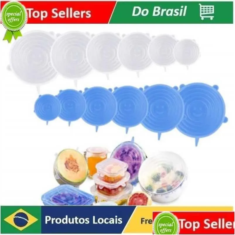 Ferramentas de confeitaria Sile Stretch Tampas Reutilizáveis Herméticas Embalagens de Alimentos Ers Kee Fresh Seal Tigela Stretchy Er Durable Storage Drop Delivery Dhv90