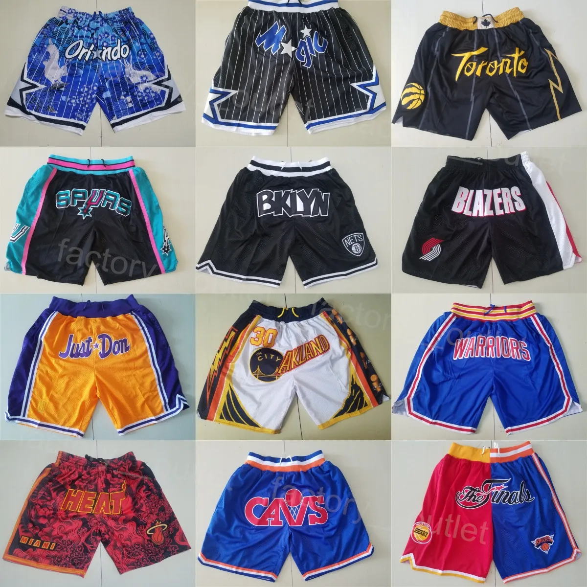 Just Don Basketball Costurado Curto Bolso De Equipe Com Zíper Justdon Shorts Calça de Moletom com Cordão Vestir HipPop Calça Curta Malcolm Brogdon Kawhi Leonard Josh Giddey