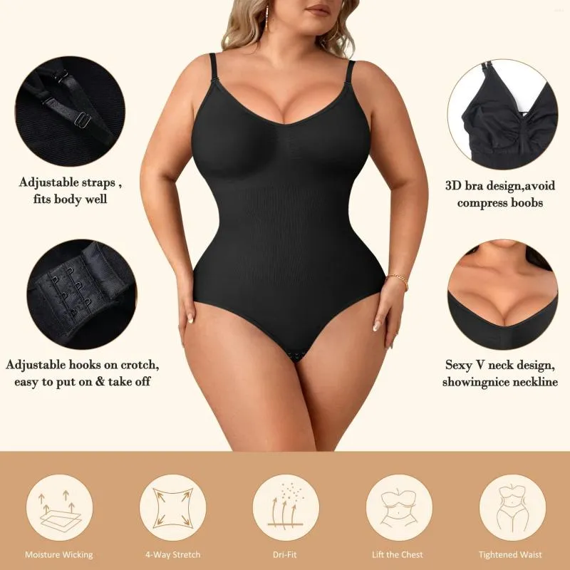 Women Slimming Bodysuits Shapewear Tops Tummy Control Body Shaper Spaghetti  Strap Camisole Leotards Bodycon Jumpsuit Plus Size 