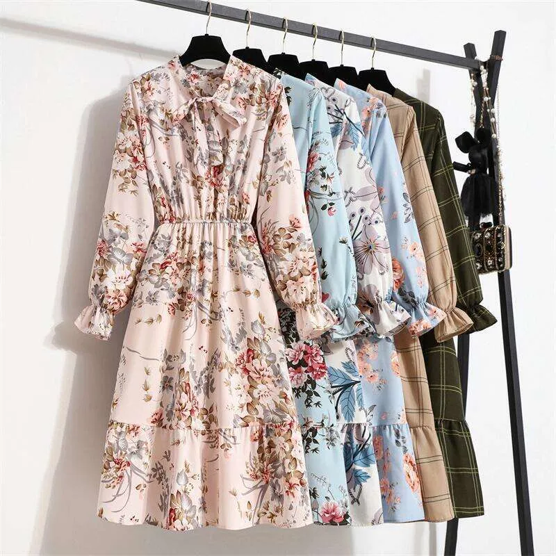 Item Title Long Sleeve Dress Short French Chiffon Floral Autumn Style High End For Women